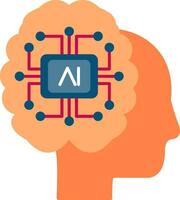 icône plate d'intelligence artificielle vecteur