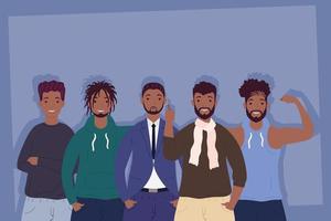 personnages d'avatars de jeunes hommes afro vecteur