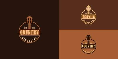 pays guitare la musique occidental ancien rétro salon bar cow-boy logo conception présenté avec plusieurs Contexte couleurs. le logo est aussi adapté pour occidental restaurant et bar logo conception inspiration vecteur