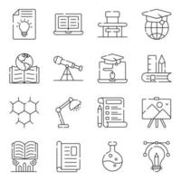 pack d'icônes linéaires d'éducation et d'apprentissage vecteur