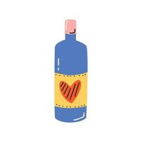 du vin avec étiquette avec cœur. symbole de aimer, romance. conception pour la Saint-Valentin journée. vecteur