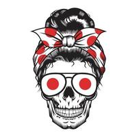 conception de bandeau crâne maman japon sur fond blanc. Halloween. logos ou icônes de tête de crâne. illustration vectorielle.