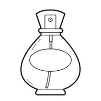 bouteille de eau de toilette sur une blanc Contexte. noir et blanc contour illustration, conception éléments. vecteur