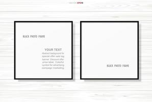 cadre photo ou cadre photo sur fond de texture en bois. vecteur. vecteur