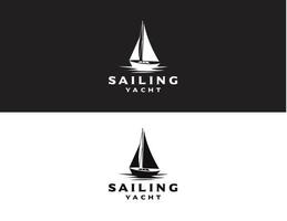 inspiration de conception de logo de voilier simple. silhouette noire de logo de bateau vintage vecteur