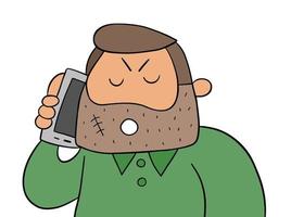 homme criminel de dessin animé parlant sur smartphone, illustration vectorielle vecteur