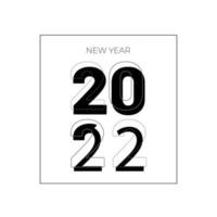 Conception du texte du logo du nouvel an 2022. Modèle de conception de numéro 2022. icône simple de calendrier. bannière abstraite moderne. illustartiom graphique vectoriel isolé sur fond blanc