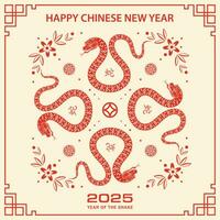 content chinois Nouveau année 2025 zodiaque signe, année de le serpent vecteur