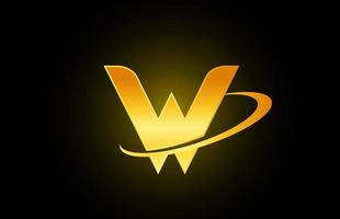 w icône du logo de la lettre de l'alphabet pour les entreprises et les entreprises avec un design en or vecteur