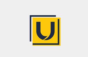 u jaune bleu carré alphabet lettre logo icône création pour entreprise et société vecteur