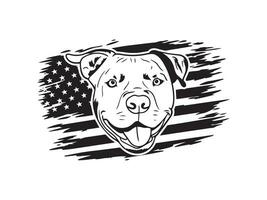 américain pitbull noir et blanc chien tête vecteur illustration
