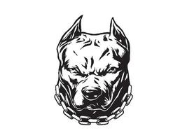 en colère pitbull noir et blanc chien tête vecteur illustration