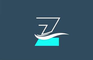 icône du logo lettre alphabet blanc bleu z pour entreprise avec design swoosh vecteur