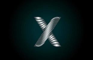 x icône du logo de la lettre de l'alphabet gris argenté pour l'entreprise. conception de lignes métalliques pour l'identité d'entreprise vecteur