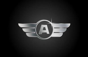 une icône du logo de la lettre de l'alphabet pour les entreprises et les entreprises avec la conception d'ailes vecteur
