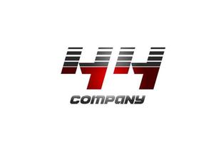 Conception d'icône de logo à 44 numéros en dégradé de couleur gris rouge pour les entreprises et les entreprises vecteur