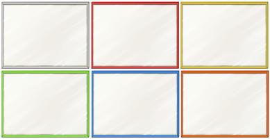 Panneaux vierges avec six cadres de couleur vecteur