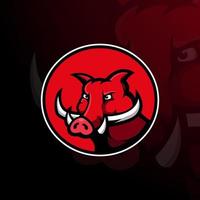 mascotte de tête en colère de cochon rouge, style concept pour l'esport, le jeu et l'équipe vecteur