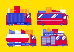 Diverses illustrations de transport par camion et par bus vecteur