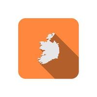 Carte de l'Irlande sur aquare orange avec ombre portée vecteur