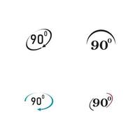 icône de signe d'angle 90 degrés. symbole mathématique de la géométrie. angle droit. icône plate classique. cercles colorés. vecteur