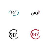 icône de signe d'angle 90 degrés. symbole mathématique de la géométrie. angle droit. icône plate classique. cercles colorés. vecteur