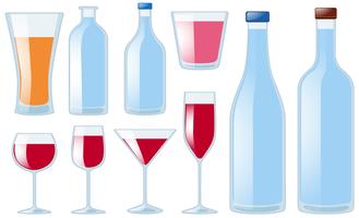 Différents types de verres et de bouteilles vecteur