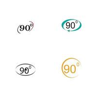 icône de signe d'angle 90 degrés. symbole mathématique de la géométrie. angle droit. icône plate classique. cercles colorés. vecteur