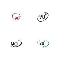 icône de signe d'angle 90 degrés. symbole mathématique de la géométrie. angle droit. icône plate classique. cercles colorés. vecteur