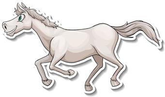 autocollant animal de dessin animé de cheval blanc en cours d'exécution vecteur
