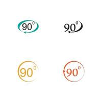 icône de signe d'angle 90 degrés. symbole mathématique de la géométrie. angle droit. icône plate classique. cercles colorés. vecteur