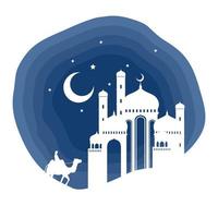 mosquée la nuit vecteur