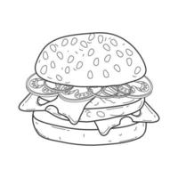 hamburger une ligne de nourriture vecteur