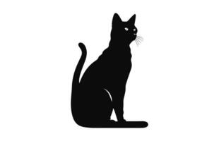 égyptien chat noir silhouette vecteur art isolé sur une blanc Contexte