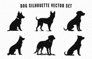 ensemble de chien silhouettes noir vecteur gratuit collection