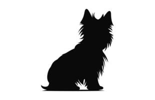 une Yorkshire terrier chien noir silhouette vecteur gratuit