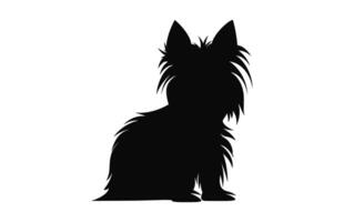 une Yorkshire terrier chien noir silhouette vecteur gratuit