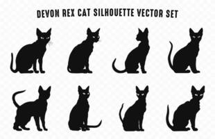 devon Rex chat silhouettes vecteur empaqueter, ensemble de noir chats silhouette collection