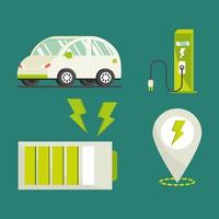 icônes de voiture électrique vecteur