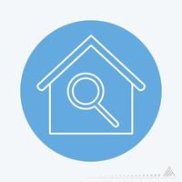 Graphique vectoriel de recherche de maison - style monochrome bleu