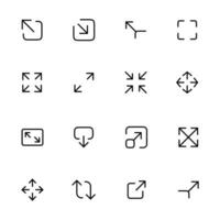 redimensionner icône. vecteur ensemble de mise à l'échelle ligne Icônes. contient Icônes redimensionner, augmenter, diminuer, évolutivité et plus. pixel parfait. adapté pour ui ux conception, la toile, mobile application. modifiable vecteur illustration