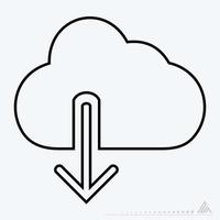 vecteur d'icône de nuage avec flèche vers le bas - style de ligne