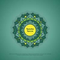 mandala dans main tiré conception avec vert Contexte conception pour Ramadan kareem campagne vecteur