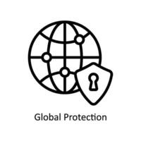 impressionglobale protection vecteur contour icône style illustration. eps dix fichier