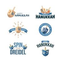 ensemble d'autocollants dreidel de hanukkah vecteur