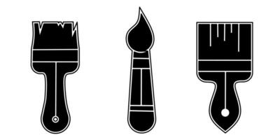 peindre brosse icône collection. un illustration de une noir peindre brosse icône. Stock vecteur. vecteur