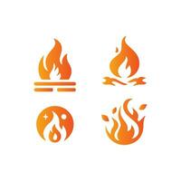 Feu brûlant isolé symbole icône ensemble, Facile graphique illustration. coloré flamme détail et main tiré vecteur graphique. feu de camp boule de feu signe décoration. chaud Température logo image.