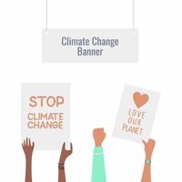 bannière de changement climatique. concept de démonstration, contre le changement climatique. vecteur