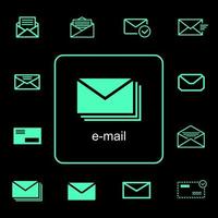lettre, envoyer, icônes liées aux e-mails vecteur