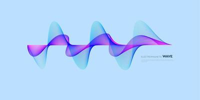 élément vectoriel d'onde électromagnétique avec fond de lignes bleues abstraites dans le concept de technologie, science, réseau numérique.